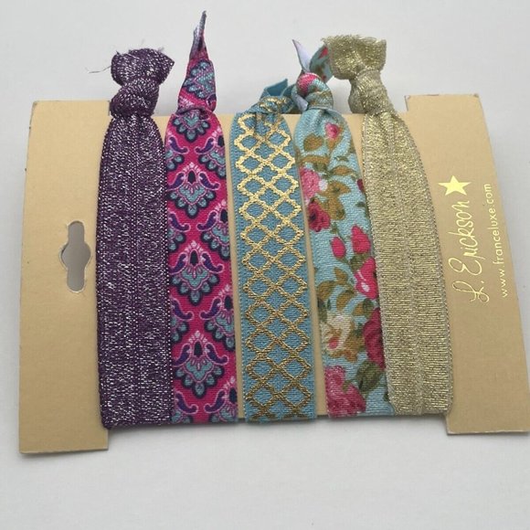 France Luxe L.Erickson Women Hair Ties Set of 5 Hair Pony Multi color Pony Tails - Picture 4 of 8